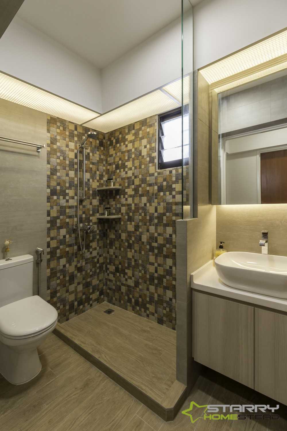 Scandinavian Bathroom with Mirror and Vanity Counter