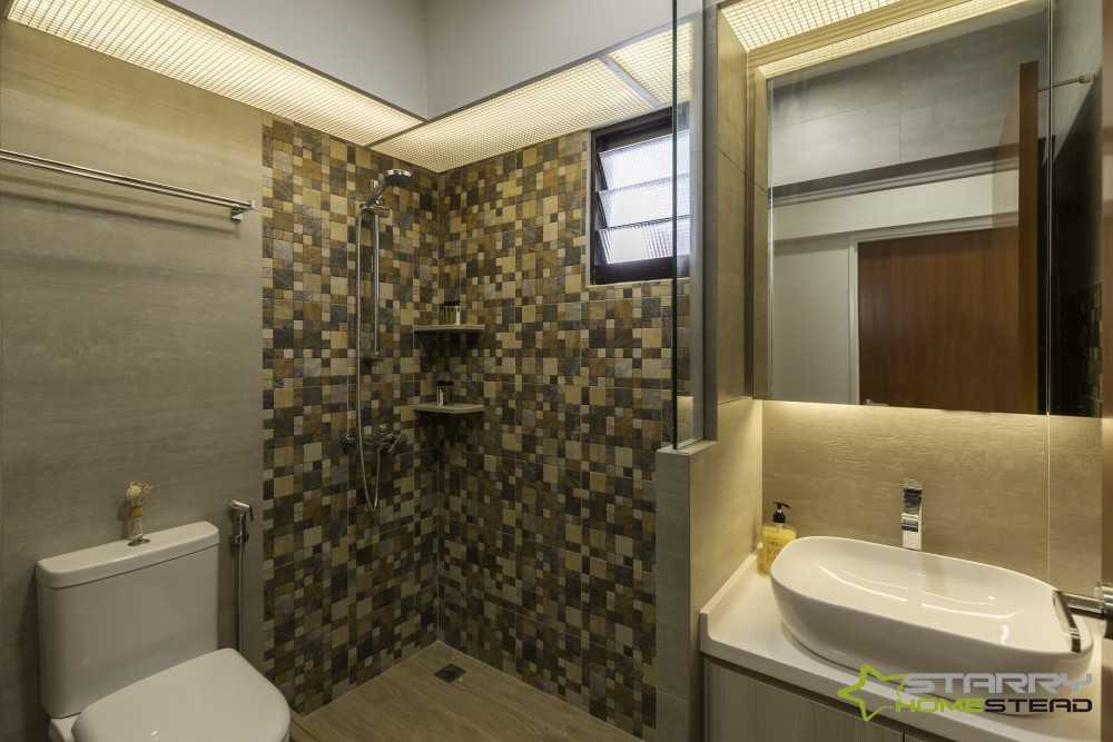 Scandinavian Bathroom with Mirror and Vanity Counter