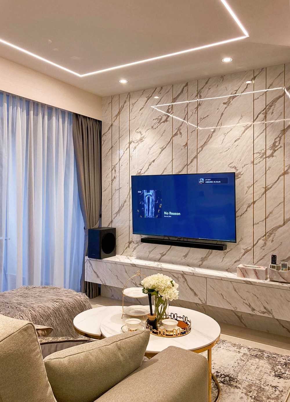 Modern Living Room with TV Console and Feature Wall