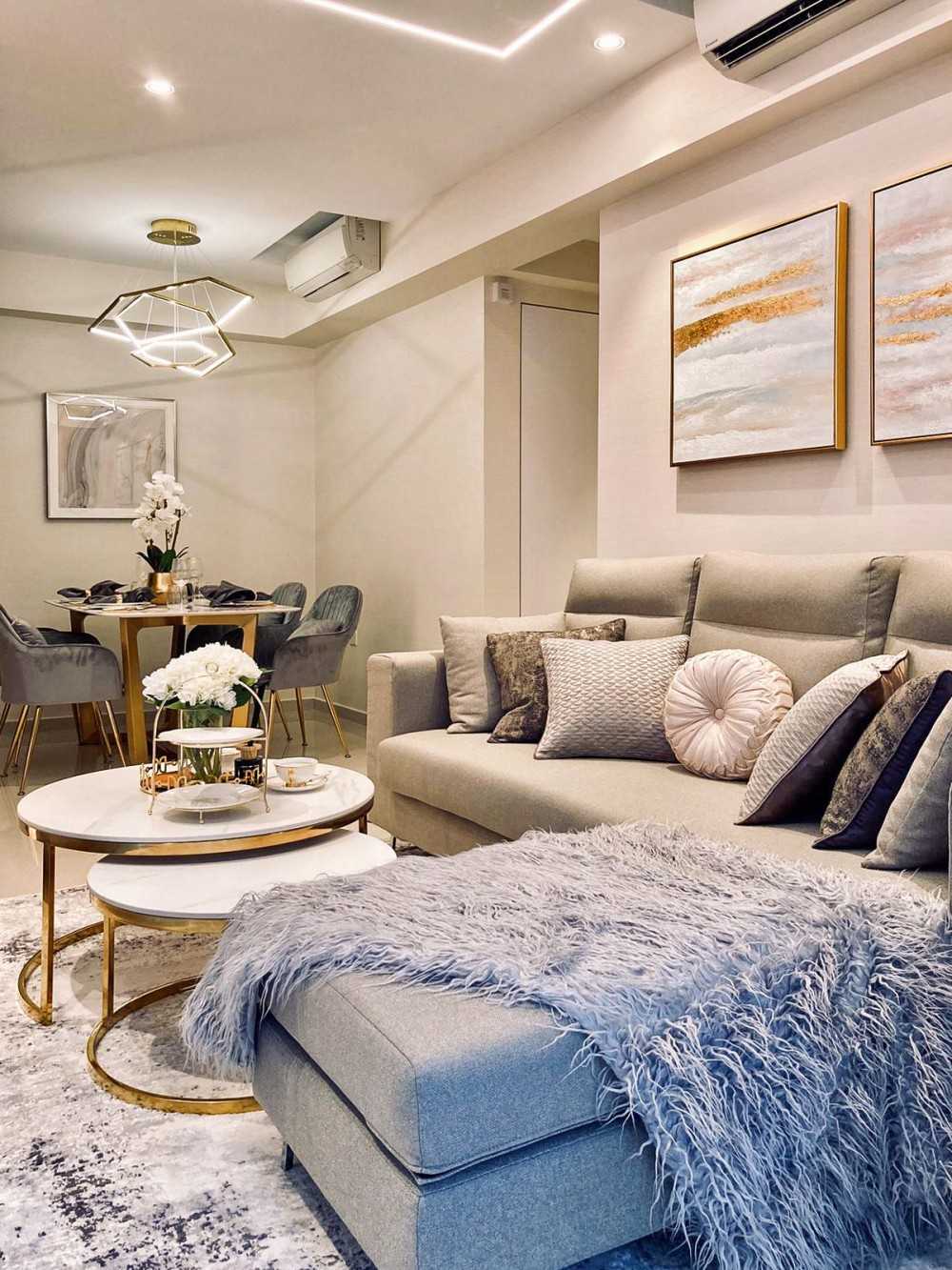 Modern Living Room with Ceiling Light and Sofa