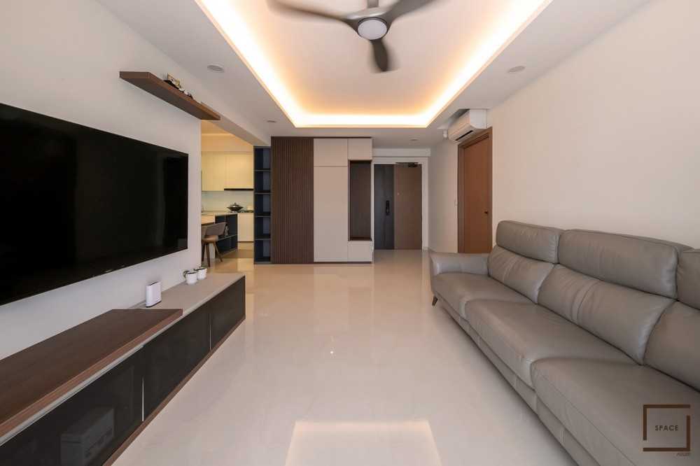 Contemporary Living Room with TV Console and Ceiling Light