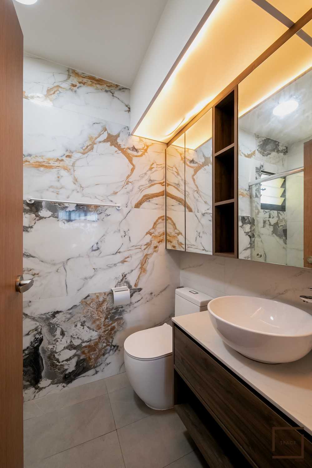 Contemporary Bathroom with Wash Basins and Toilet Bowl