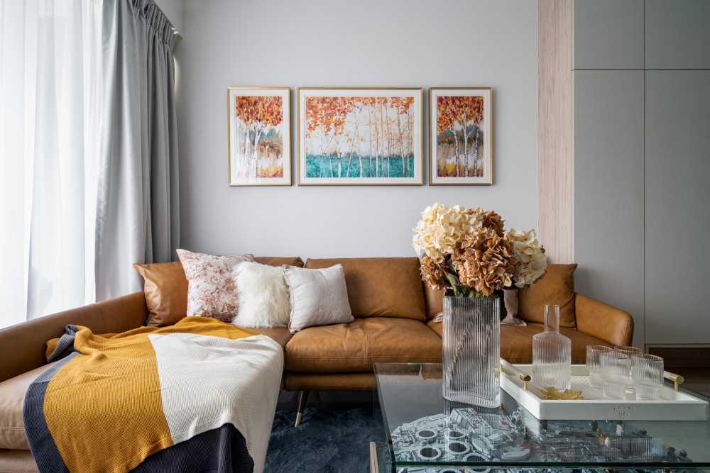 Modern Living Room with Cove Lighting and Sofa