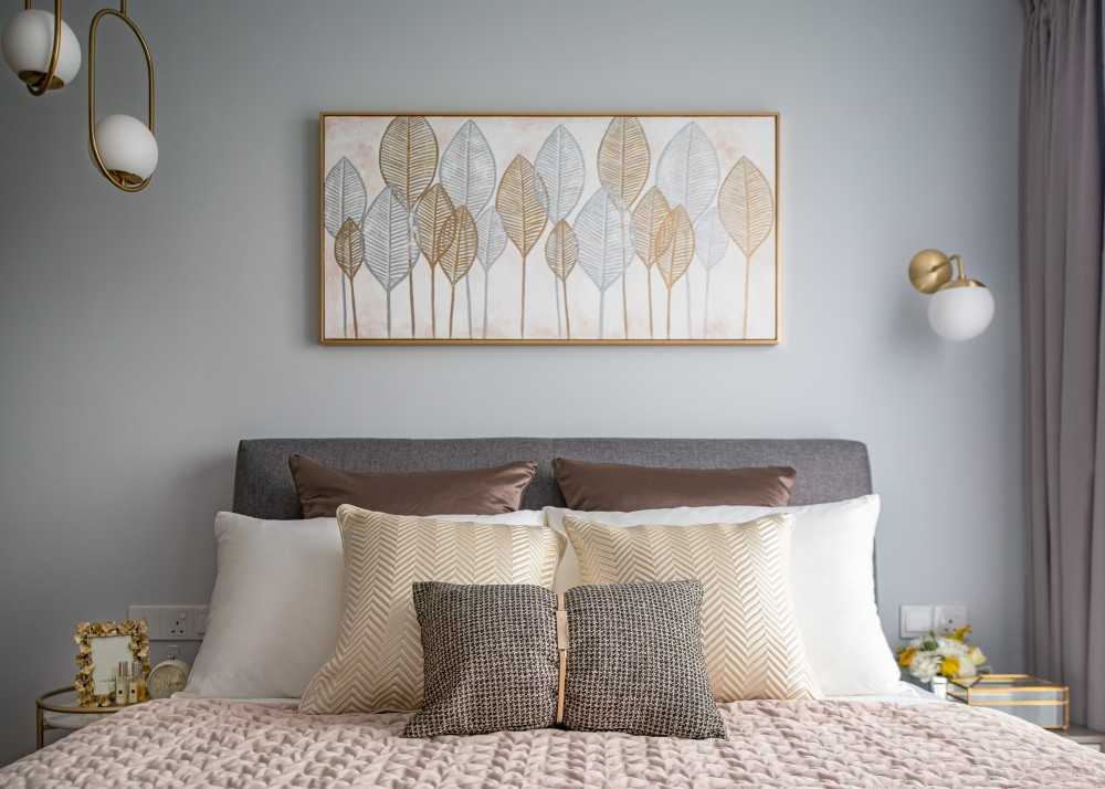 Modern Bedroom with Cove Lighting and Built-in Bed