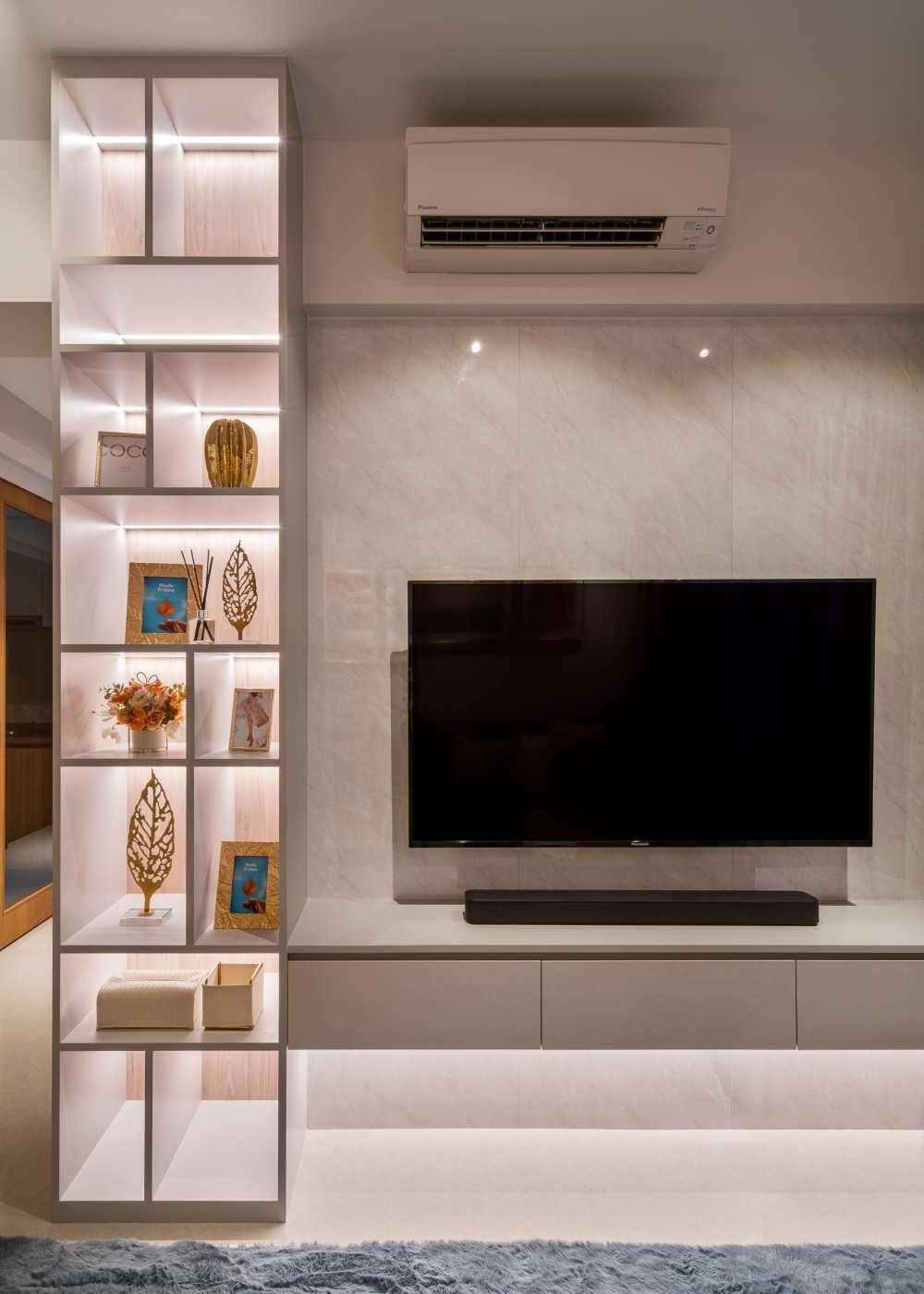 Modern Living Room with Feature Wall and Cove Lighting