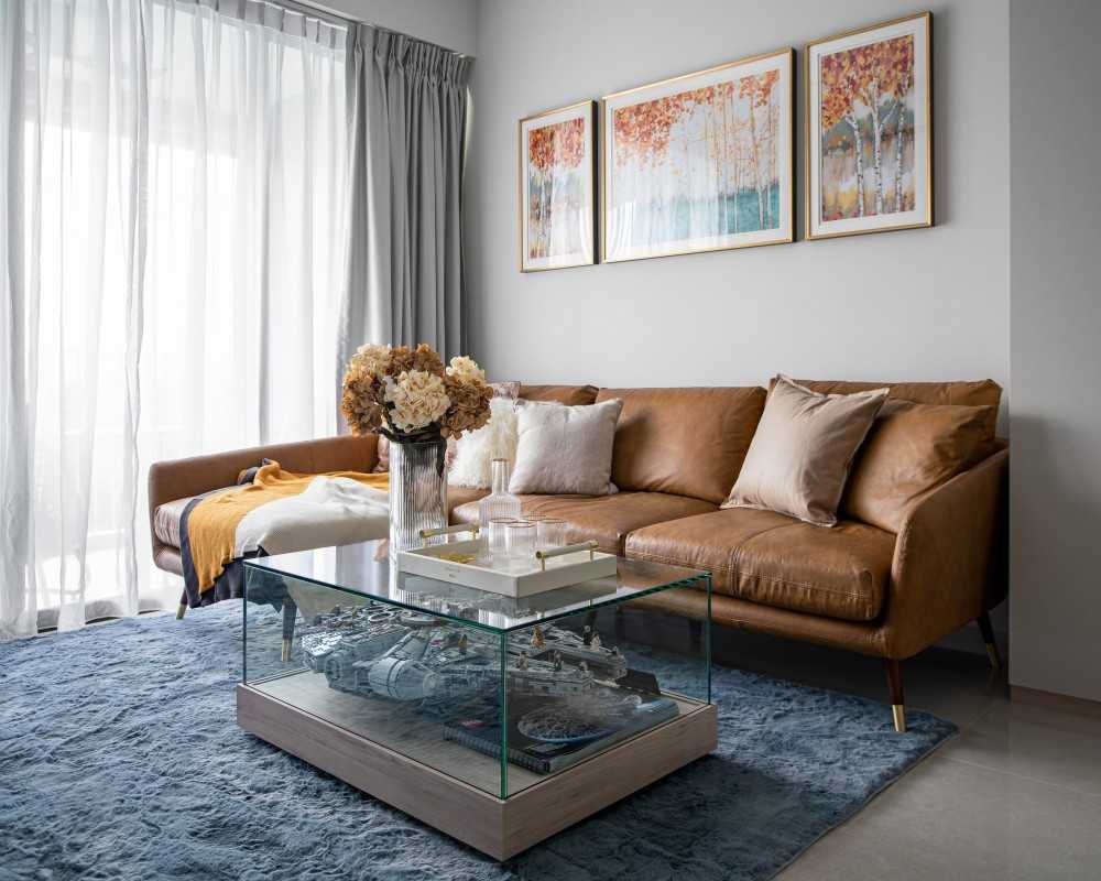 Modern Living Room with Cove Lighting and Sofa