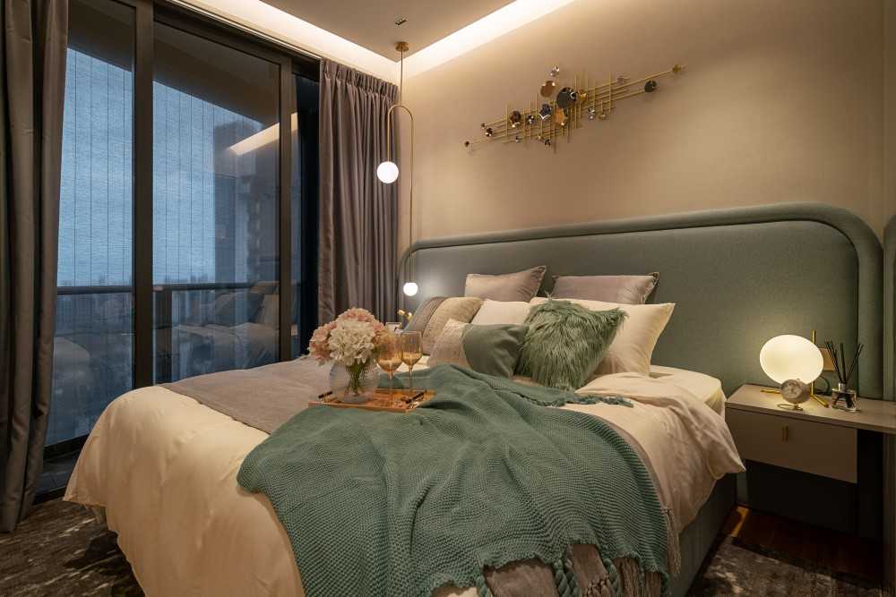 Modern Bedroom with Wardrobe and Bedside Table