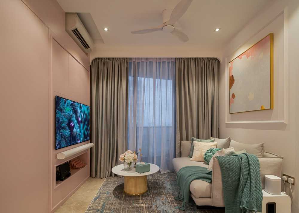 Modern Living Room with Feature Wall and Sofa