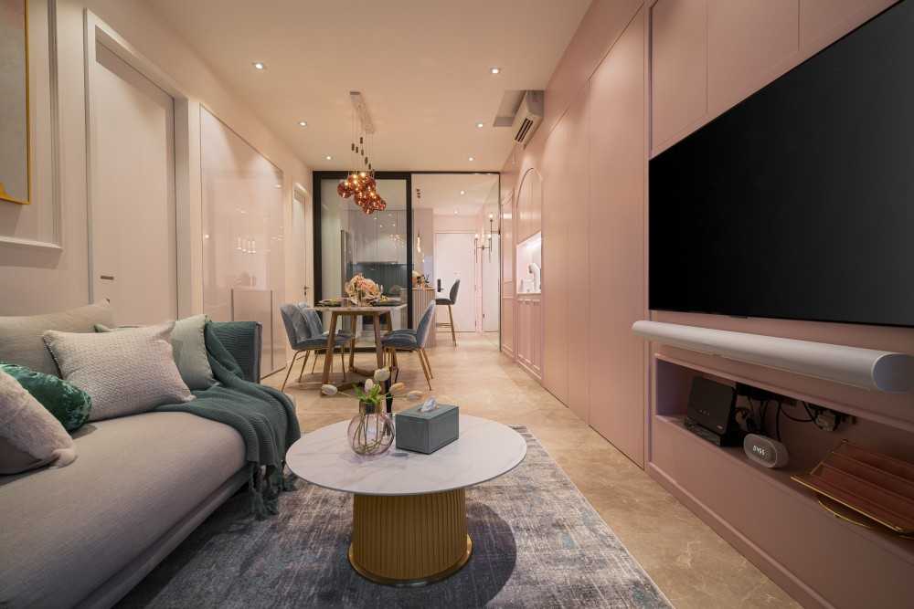 Modern Living Room with Feature Wall and Sofa