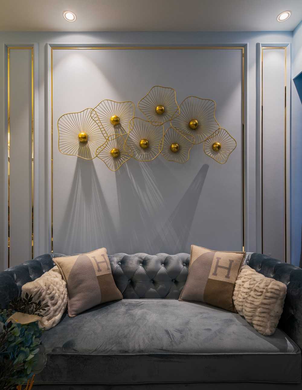 Modern Living Room with Feature Wall and Cove Lighting
