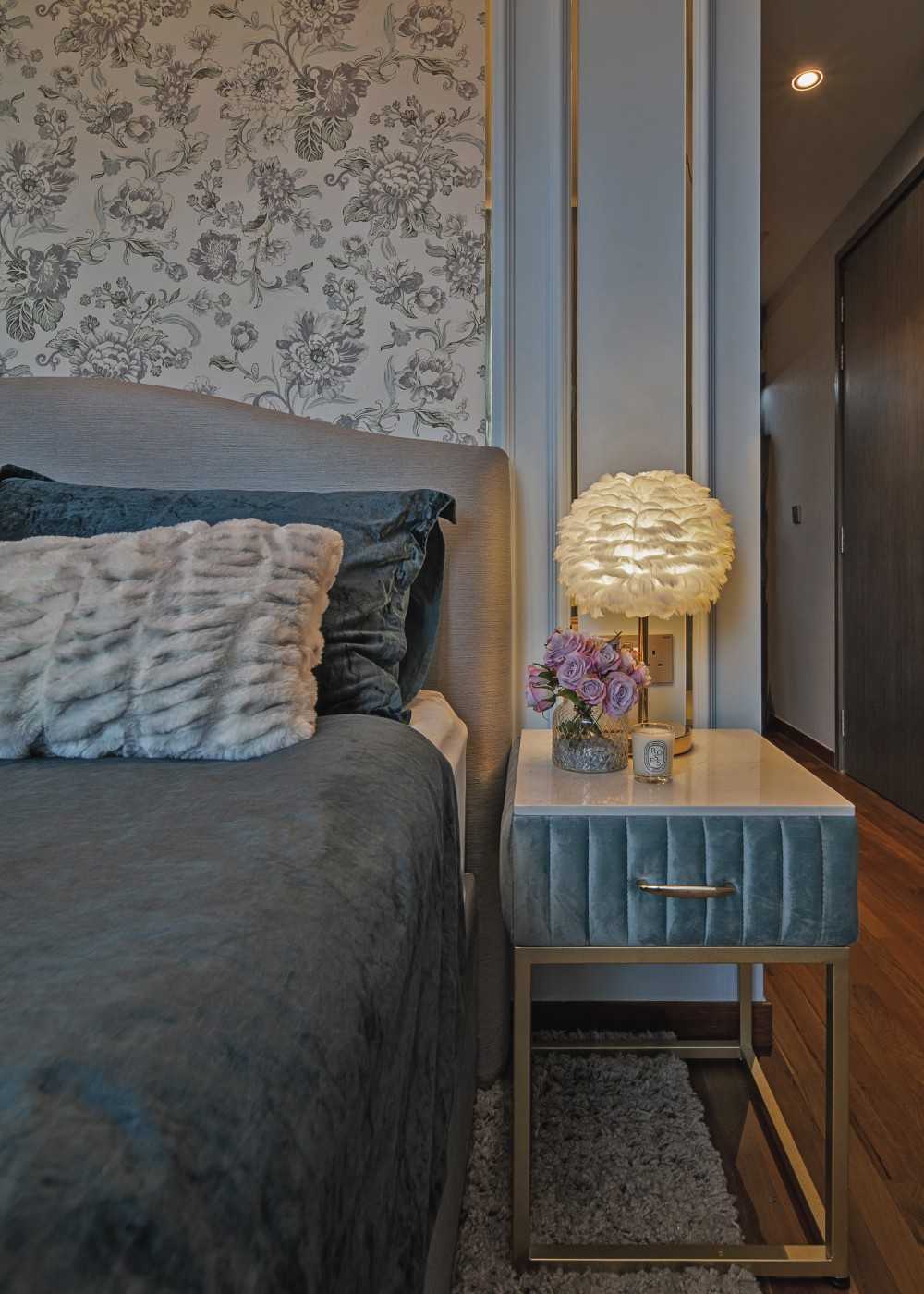 Modern Bedroom with Cove Lighting and Built-in Bed