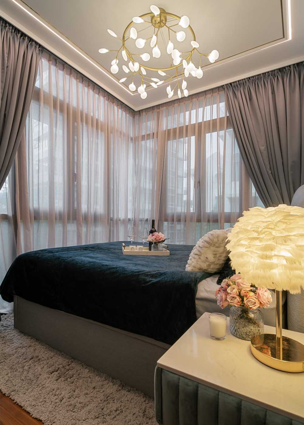Modern Bedroom with Built-in Bed and Bedside Table