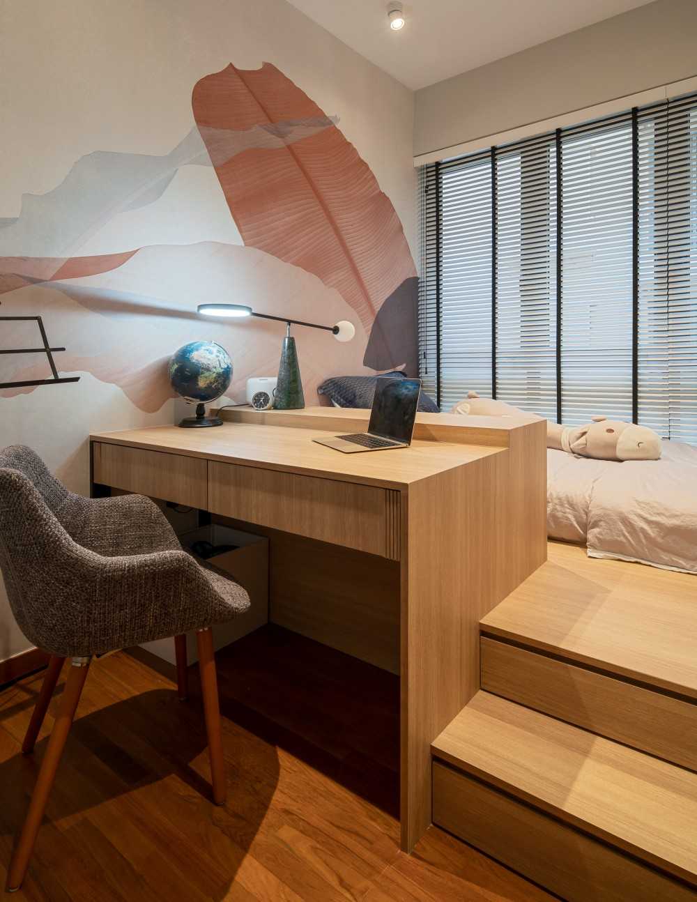 Modern Kids Room with Platform Bed and Children's Storage