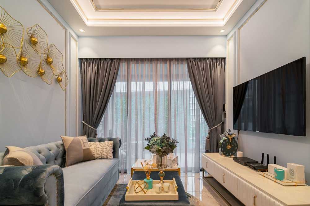 Modern Living Room with TV Console and Sofa