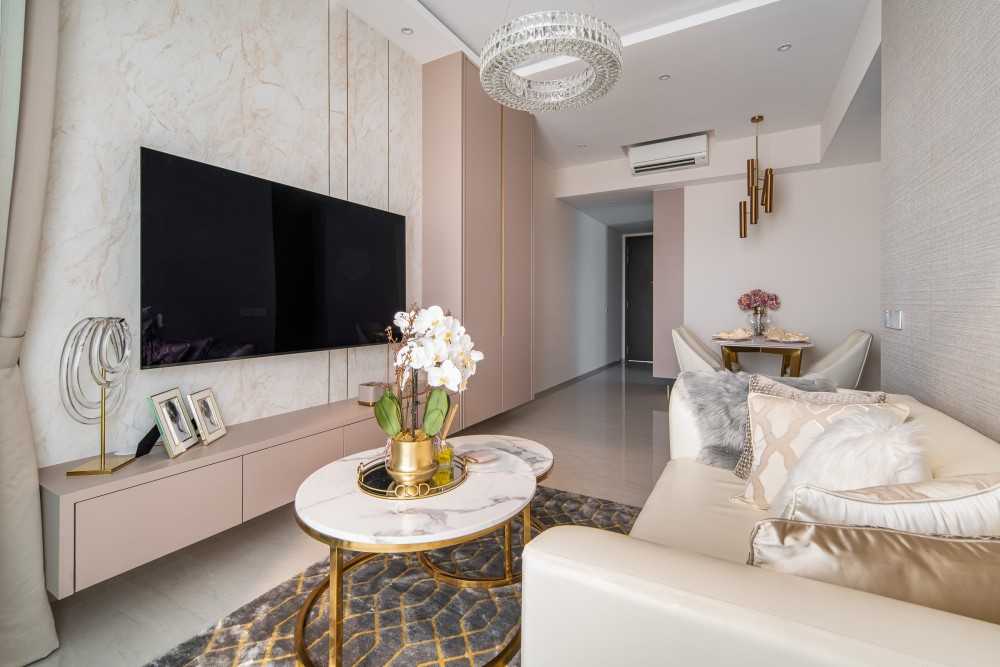 Modern Living Room with Feature Wall and Sofa