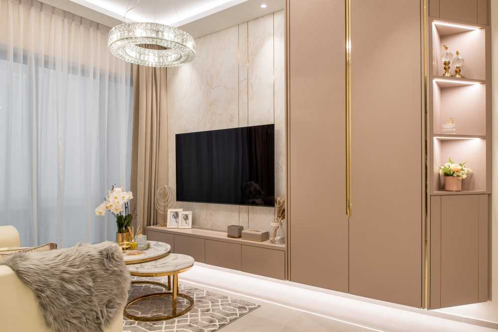 Modern Living Room with TV Console and Feature Wall