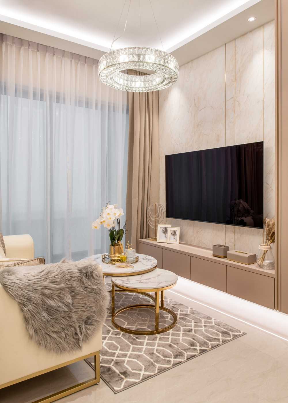 Modern Living Room with TV Console and Feature Wall