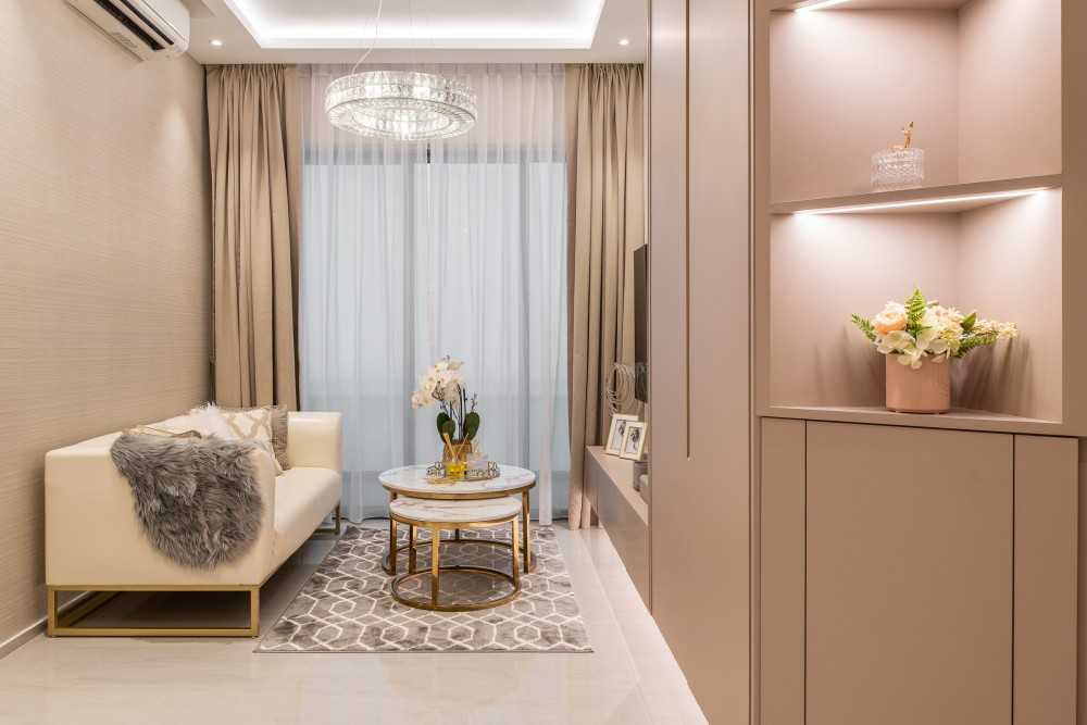 Modern Living Room with Feature Wall and Cove Lighting