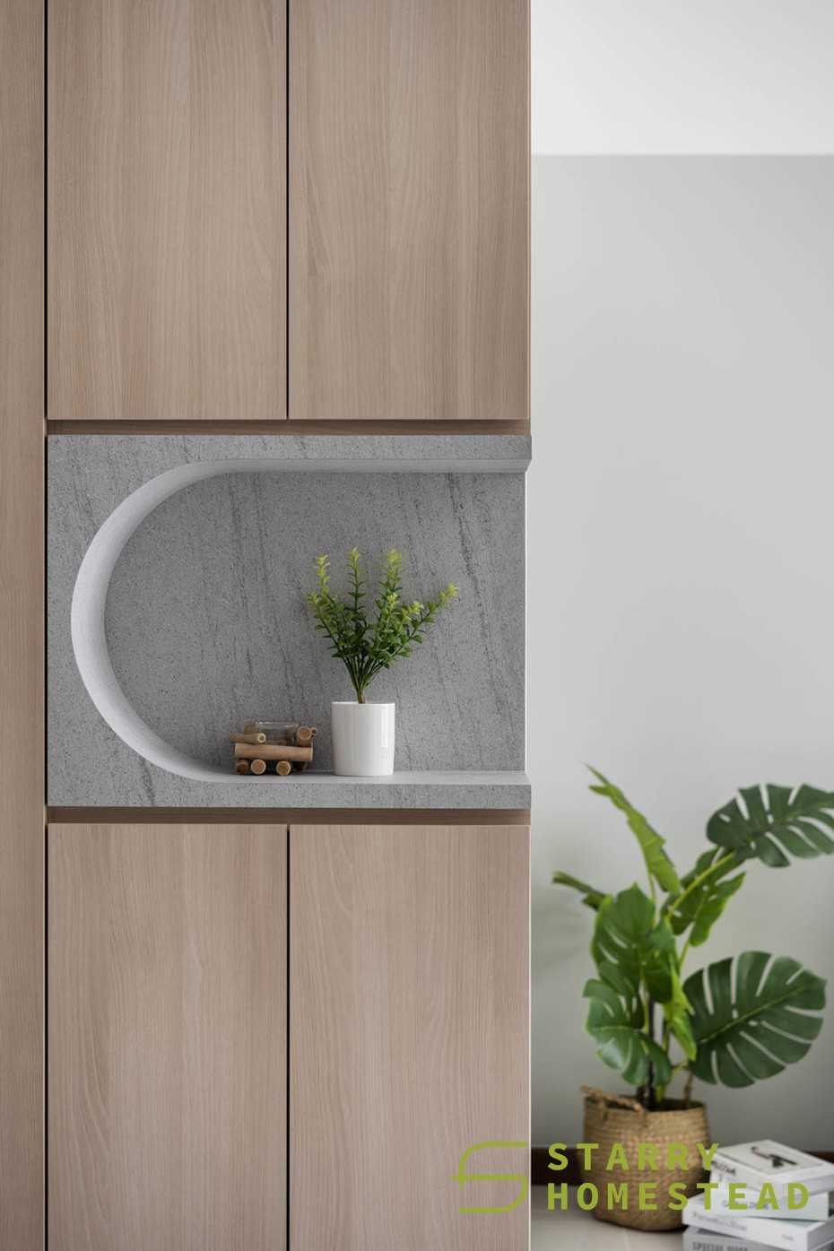 Scandinavian Living Room with Storage Cabinets and Display Cabinets