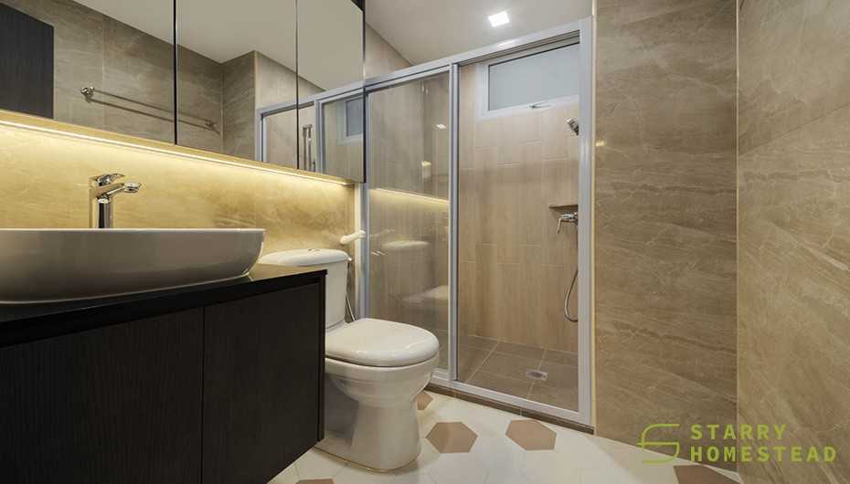 Modern Bathroom with Vanity Counter and Flooring