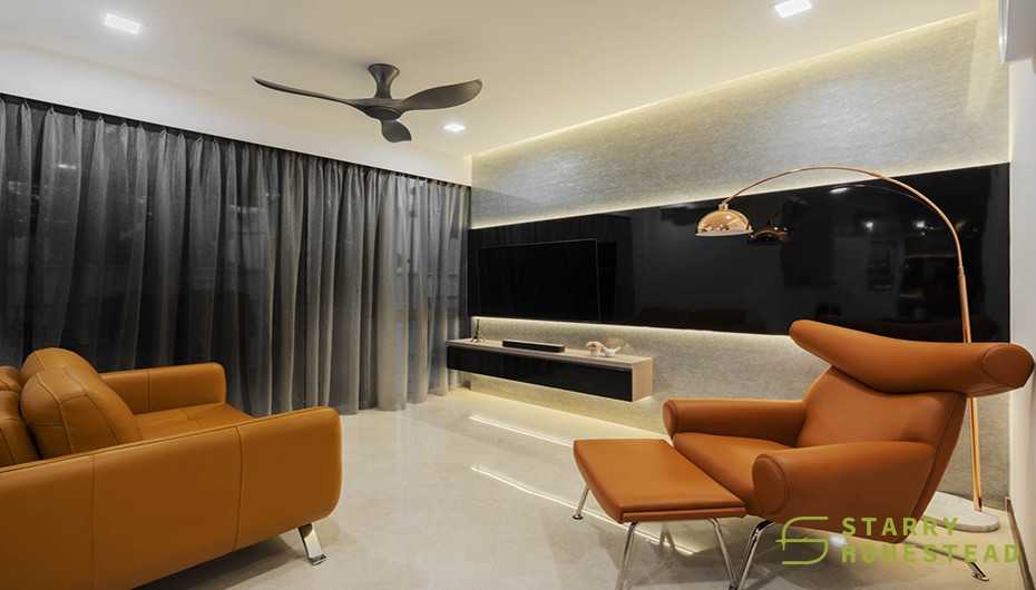 Modern Living Room with TV Console and Flooring