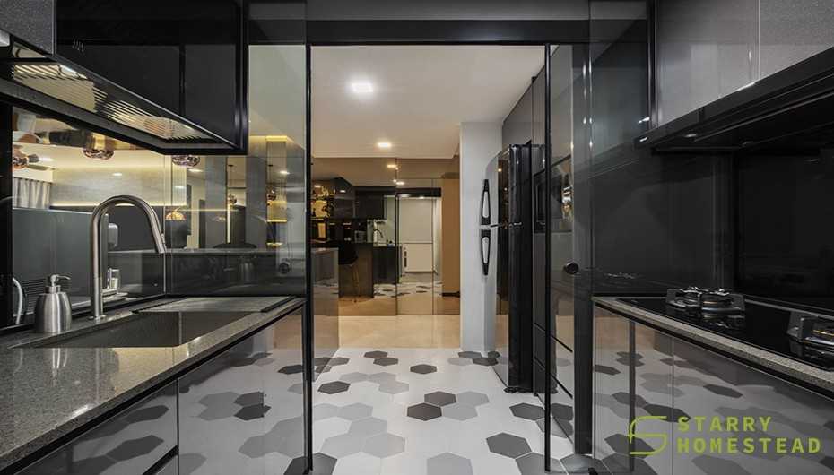Modern Kitchen with Vanity Counter and Flooring
