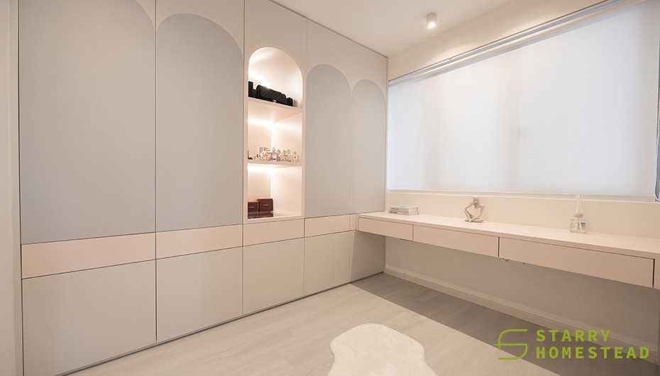 Scandinavian Showroom with Storage Cabinets and Flooring
