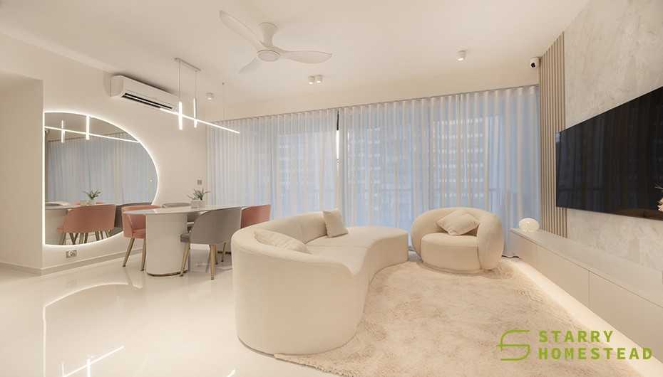 Scandinavian Living Room with TV Console and Drop Light
