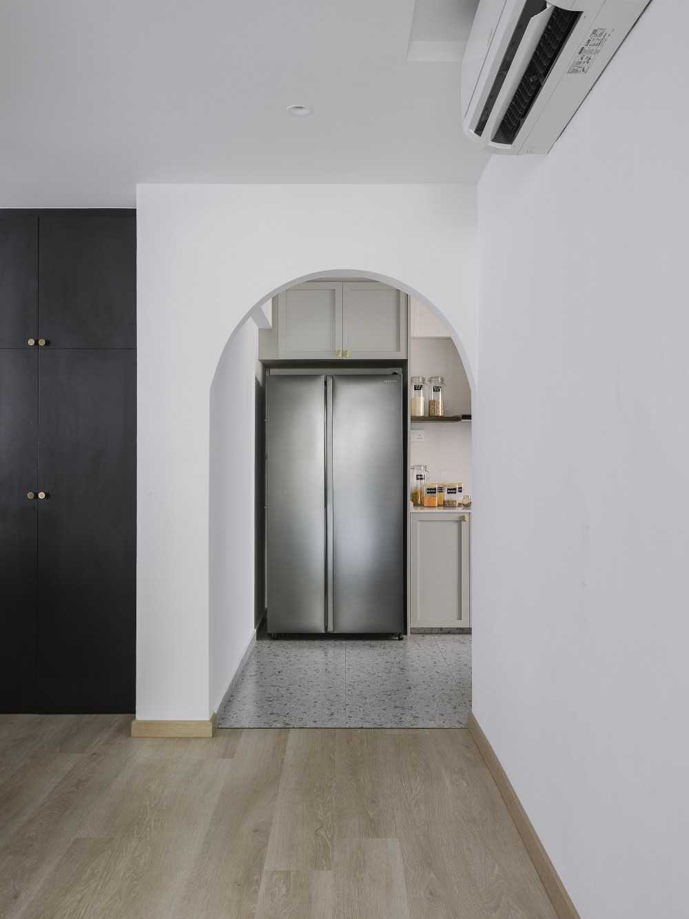 Modern Hallway with Kitchen Accessories and Storage Cabinets