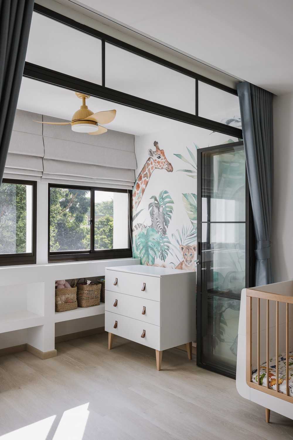 Modern Kids Room with Wallpaper and Toys