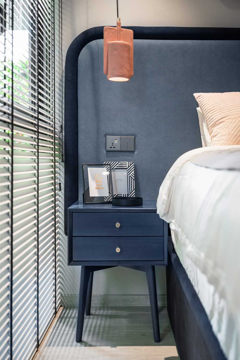 Modern Bedroom with Built-in Bed and Bedside Table