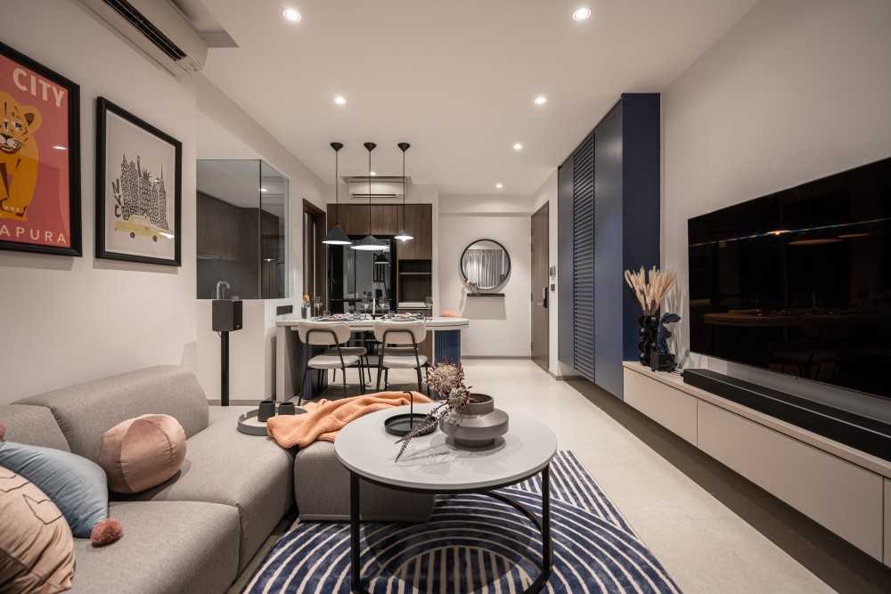 Modern Living Room with Downlights and Armchairs