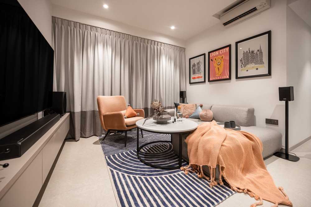 Modern Living Room with TV Console and Sofa