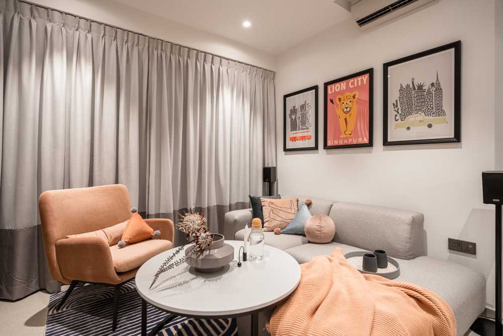 Modern Living Room with TV Console and Sofa