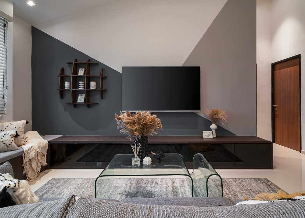 Modern Living Room with TV Console and Feature Wall