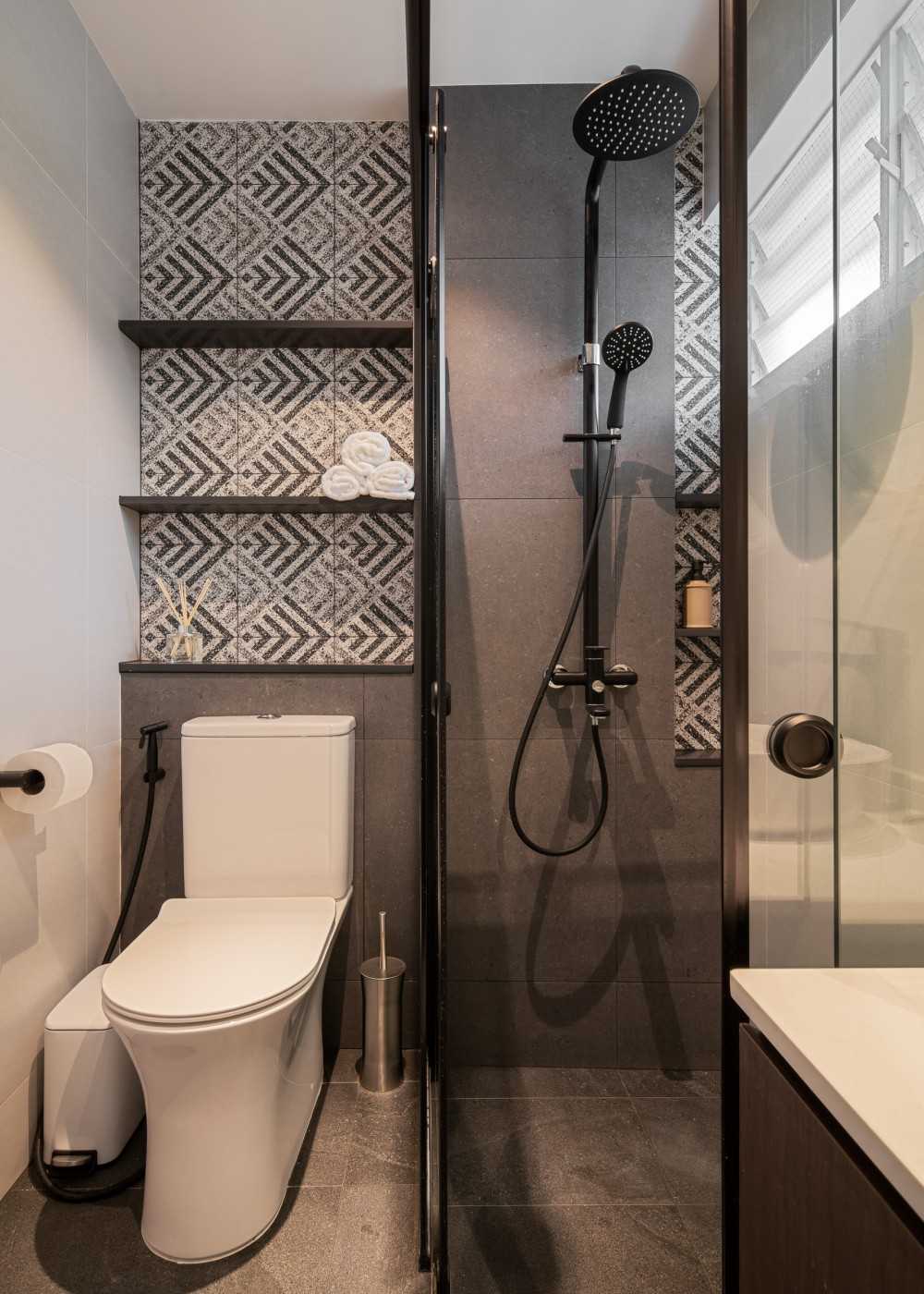 Modern Bathroom with Shower Screen and Bathroom Storage