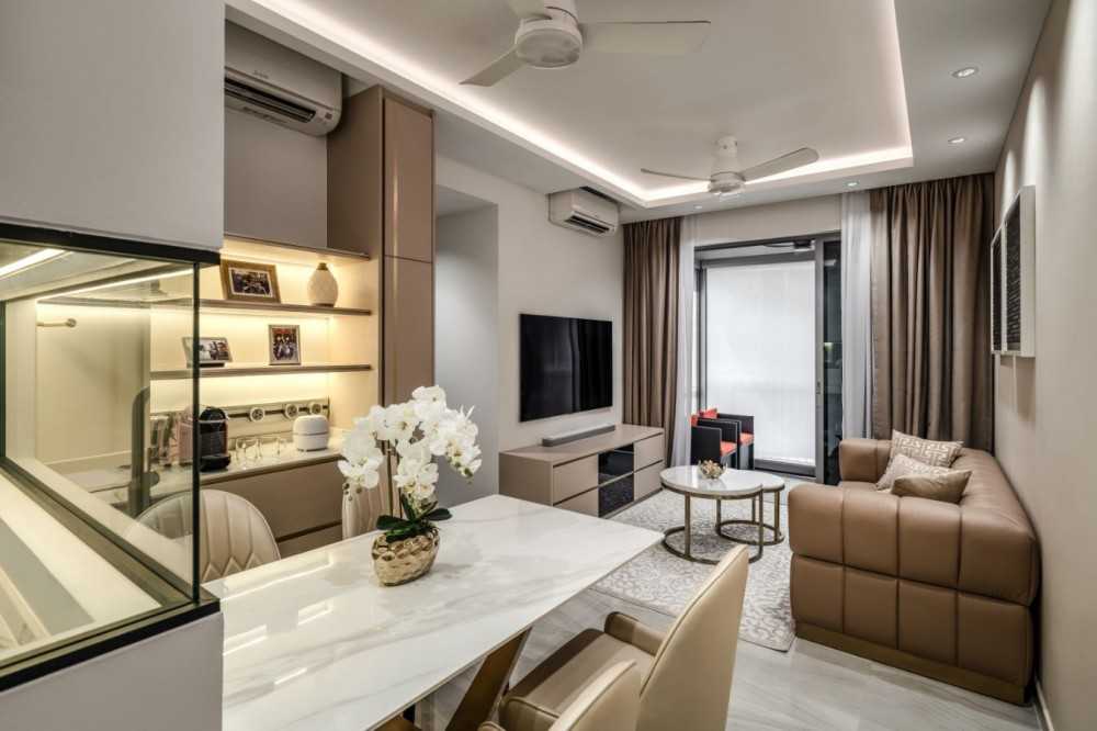 Modern Living Room with Cove Lighting and Sofa