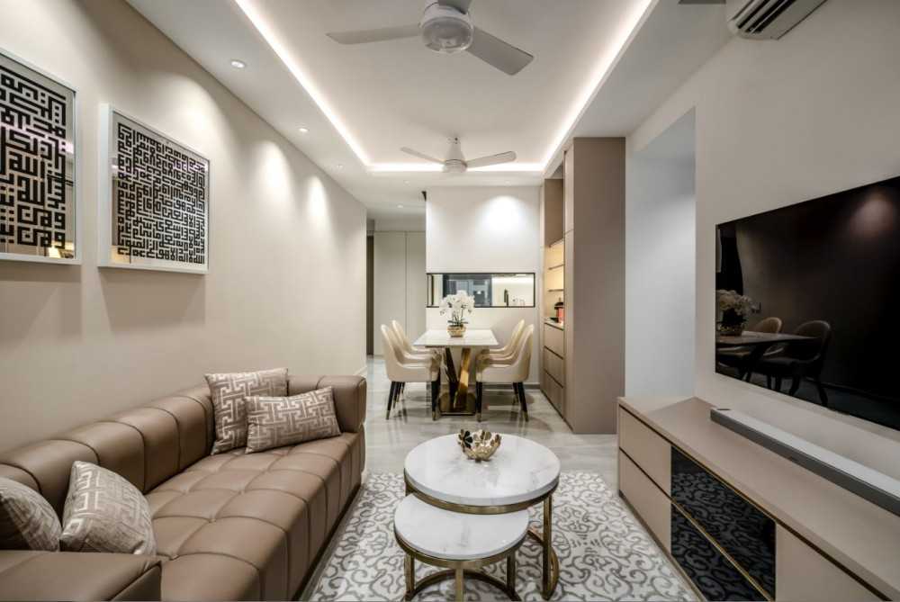 Modern Living Room with TV Console and Sofa