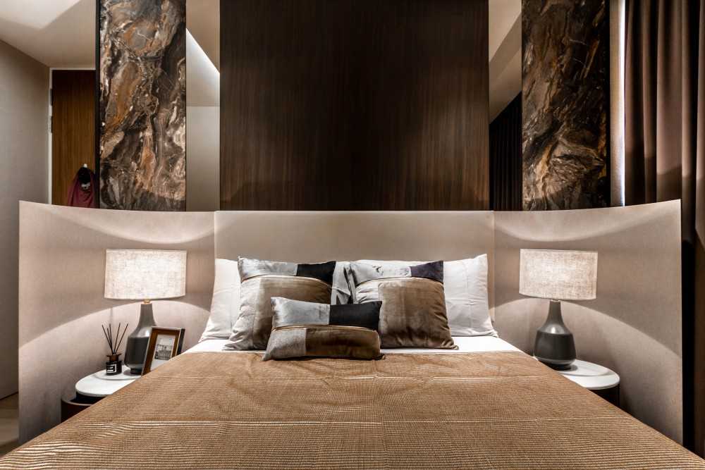 Modern Bedroom with Built-in Bed and Bedside Table