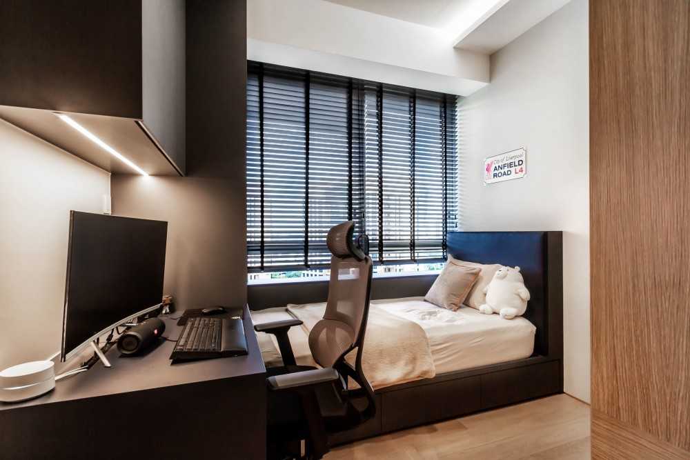 Modern Kids Room with Bookshelf and Platform Bed