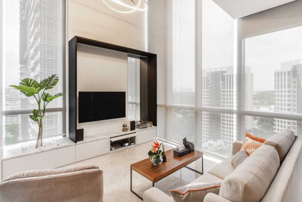 Modern Living Room with Cove Lighting and Sofa