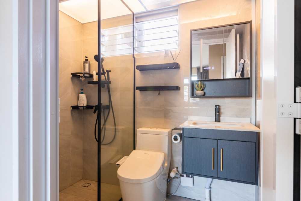 Minimalist Bathroom with Mirror and Bathroom Mirrors