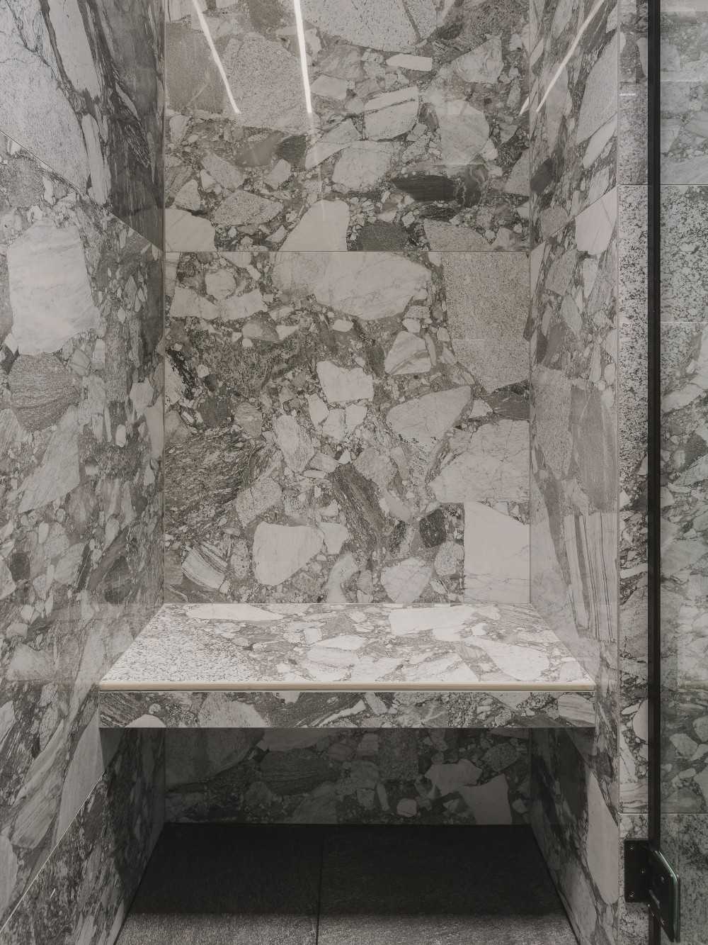 Modern Bathroom with Marble Floor and Shower Screen