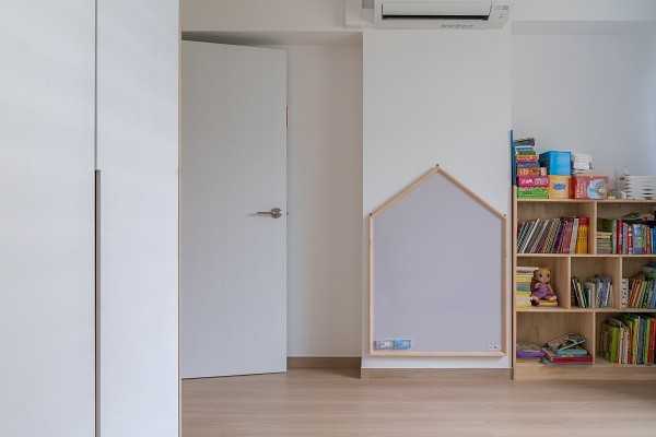 Scandinavian Kids Room with Bookshelf and Toys