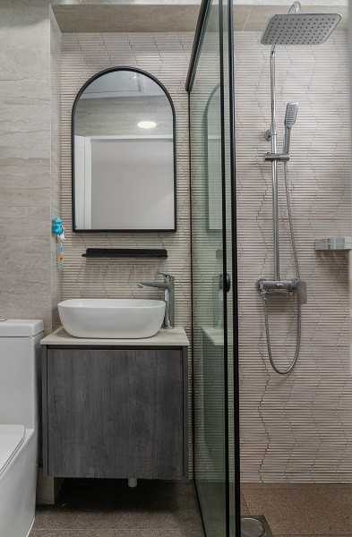 Scandinavian Bathroom with Mirror and Shower Screen