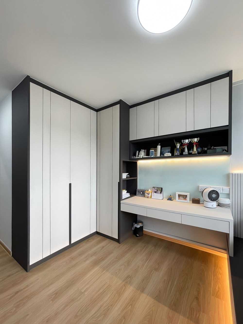 Scandinavian Bedroom with Wardrobe and Bedroom Dresser