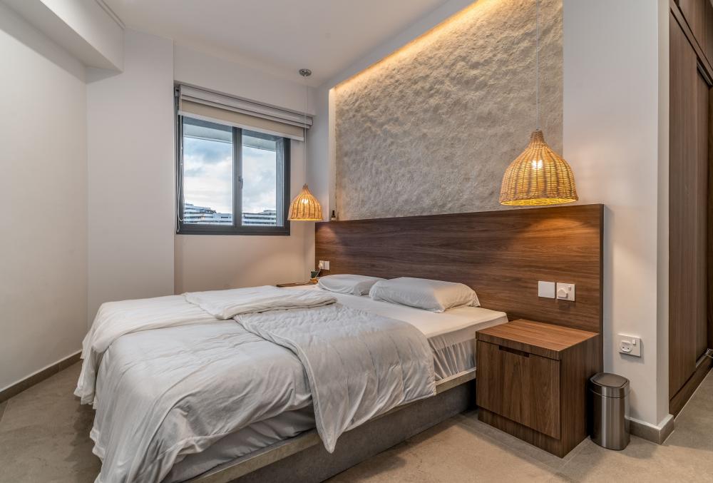 Contemporary Bedroom with Wardrobe and Roller Blinds