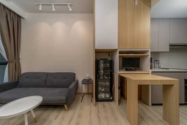Scandinavian Living Room with Vinyl Flooring and Flooring