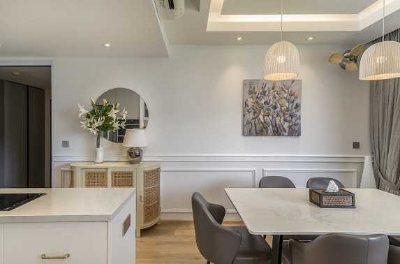 Scandinavian Living Room with Countertop and Vinyl Flooring