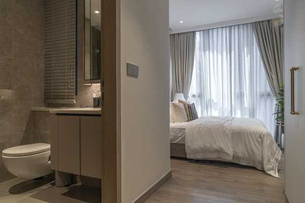Scandinavian Bedroom with Vinyl Flooring and Wardrobe